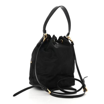 Prada Saffiano Tessuto Nylon Mini Bucket Crossbody Bag Black 3 of 10