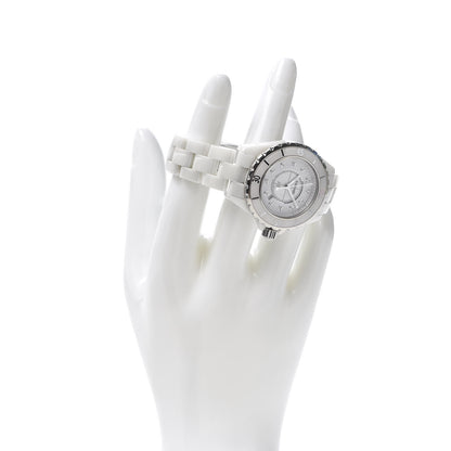 Chanel Stainless Steel Ceramic Diamond 33mm J12 Quartz Watch White 2 of 8