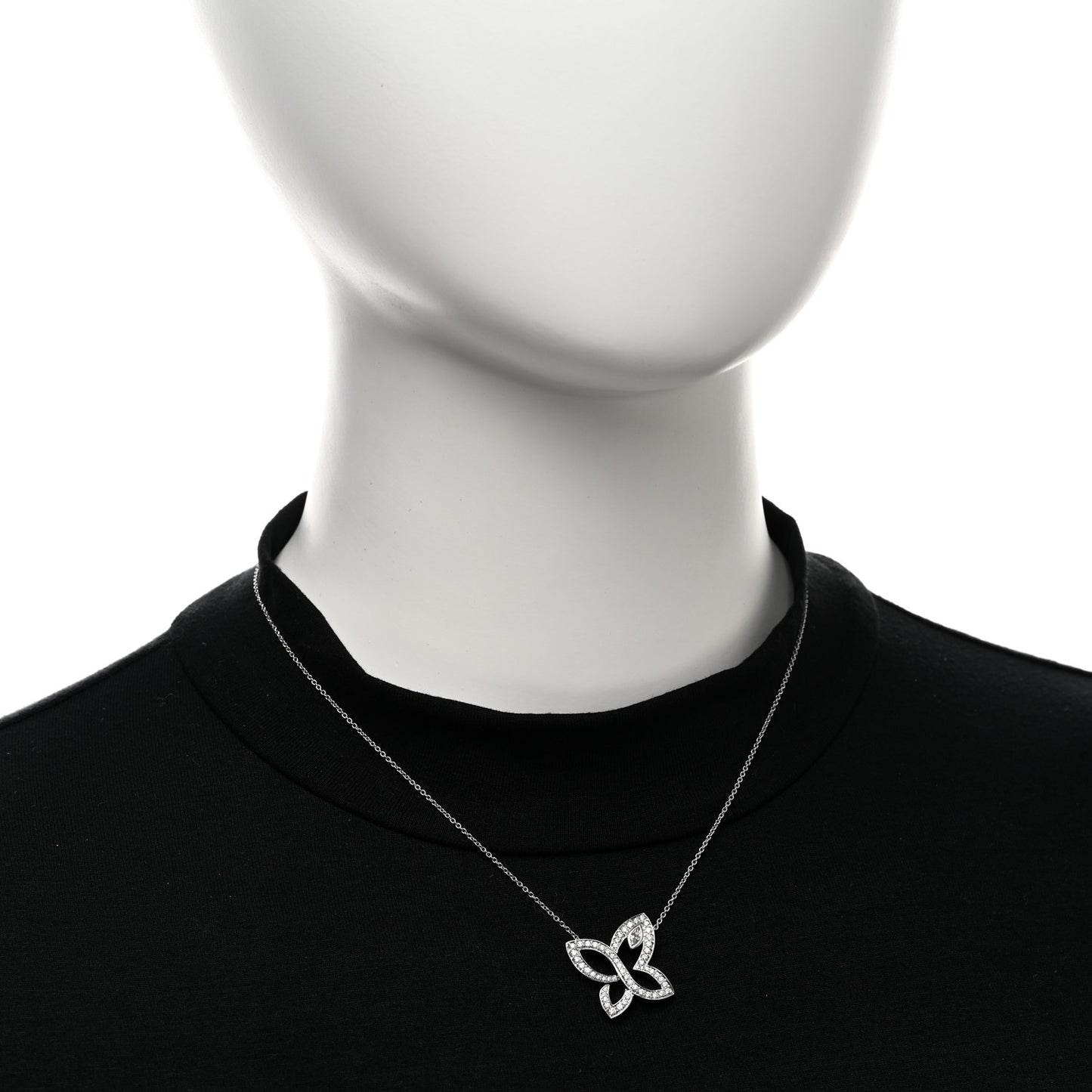 Platinum Diamond Infinite Lily Cluster Pendant Necklace