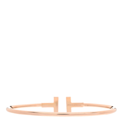 Tiffany 18K Rose Gold Diamond T Wire Bracelet 2 of 3