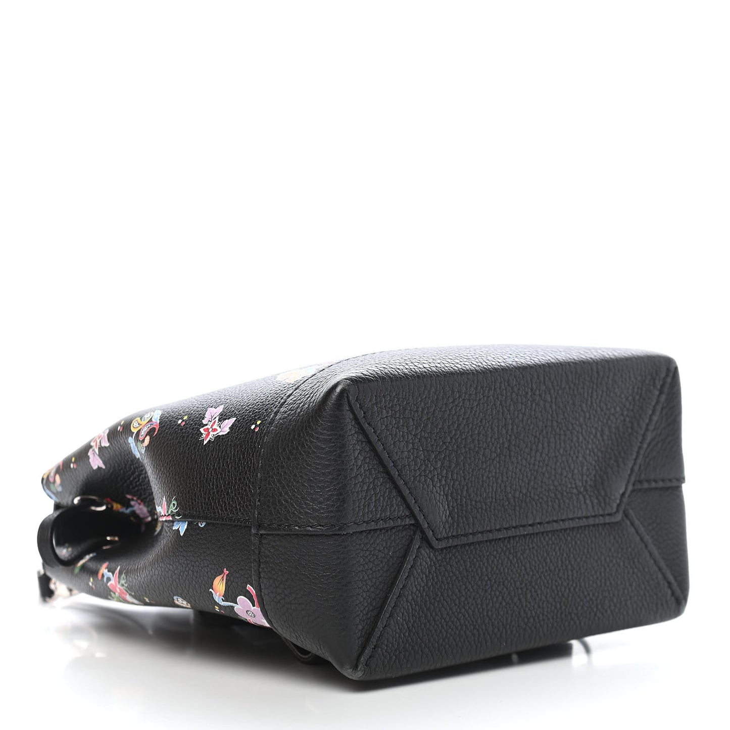 Calfskin Flower Lockme Mini Backpack Black Multicolor