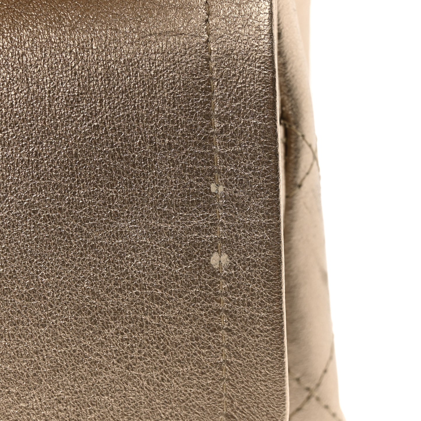 Metallic Lambskin Quilted Jumbo Double Flap Gold