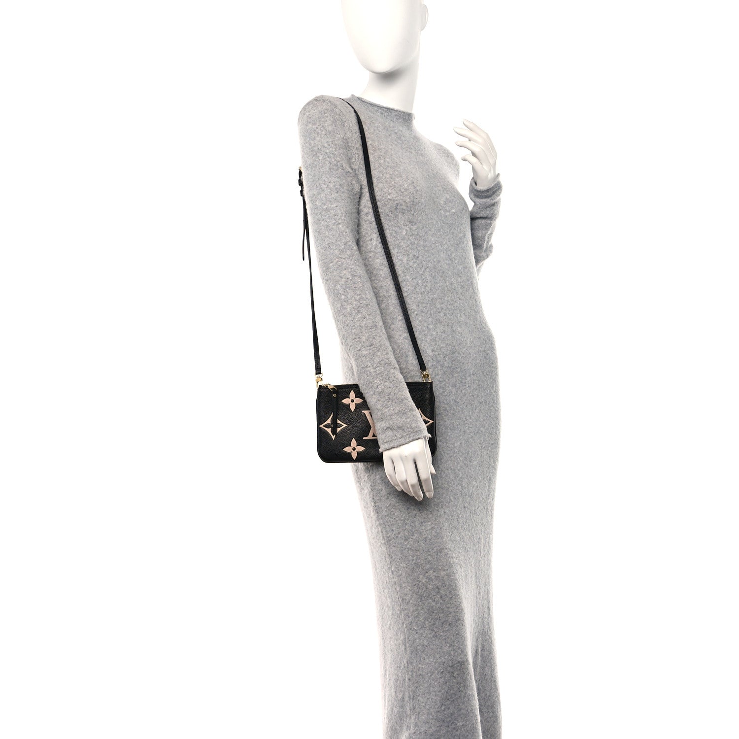 Louis Vuitton Empreinte Monogram Giant Double Zip Pochette Black Cream 2 of 14