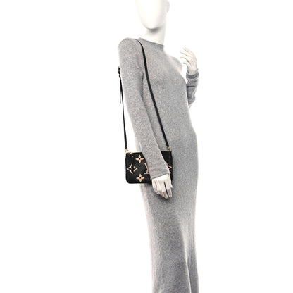 Louis Vuitton Empreinte Monogram Giant Double Zip Pochette Black Cream 2 of 14