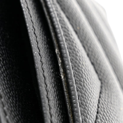 Saint Laurent Grain De Poudre Matelasse Chevron Monogram Credit Card Case Black 9 of 9