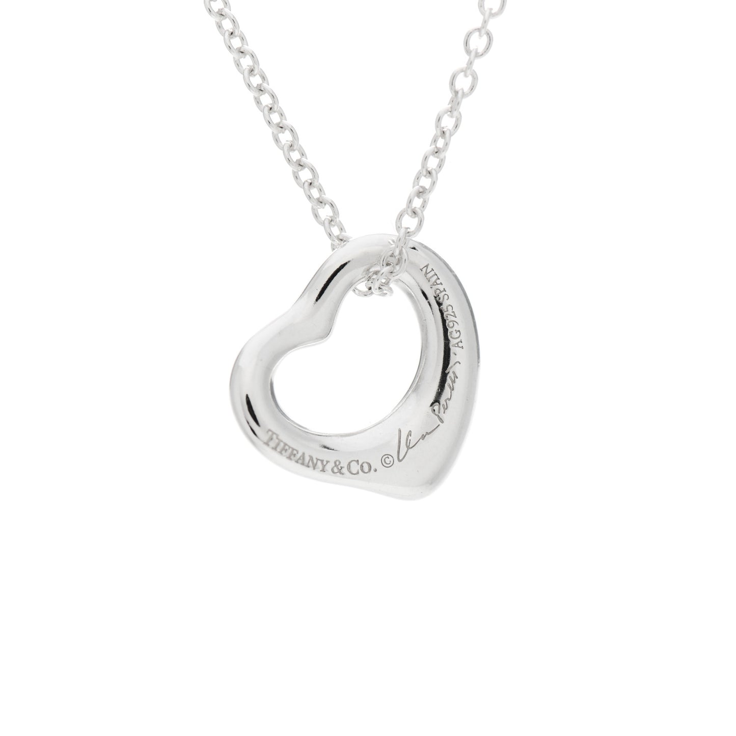Sterling Silver 11mm Elsa Peretti Open Heart Pendant Necklace