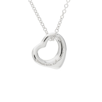Tiffany Sterling Silver 11mm Elsa Peretti Open Heart Pendant Necklace 8 of 9