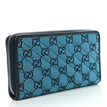 Gucci Monogram Multicolor Matelasse Diagonal GG Marmont Zip Around Wallet Light Blue 2 of 6