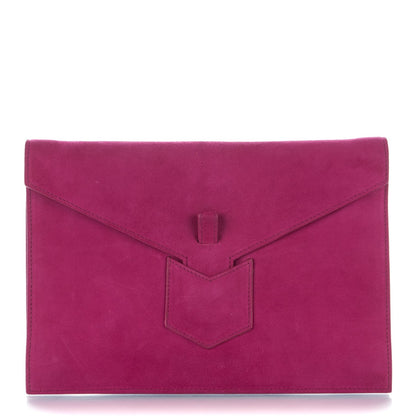 Saint Laurent Suede Y Envelope Clutch Fuchsia 1 of 7