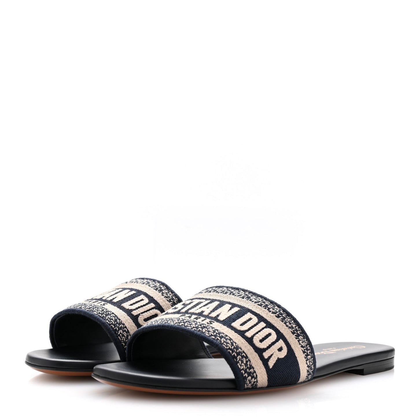 Canvas Embroidered Dway Mules Slide Sandals 38.5 Deep Blue 39 Deep Blue