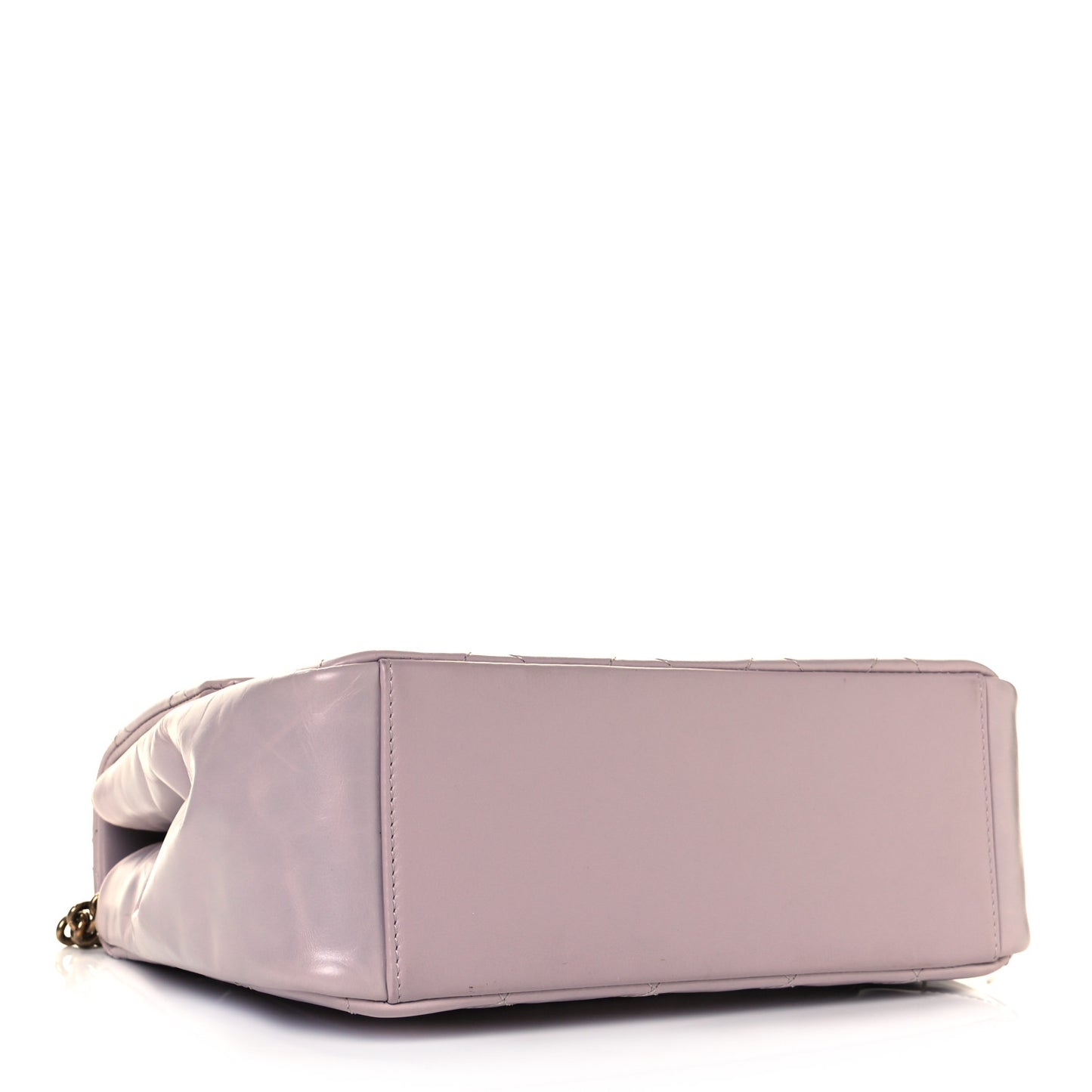 Glazed Calfskin Quilted Medium Gold Bar Top Handle Flap Light Pink