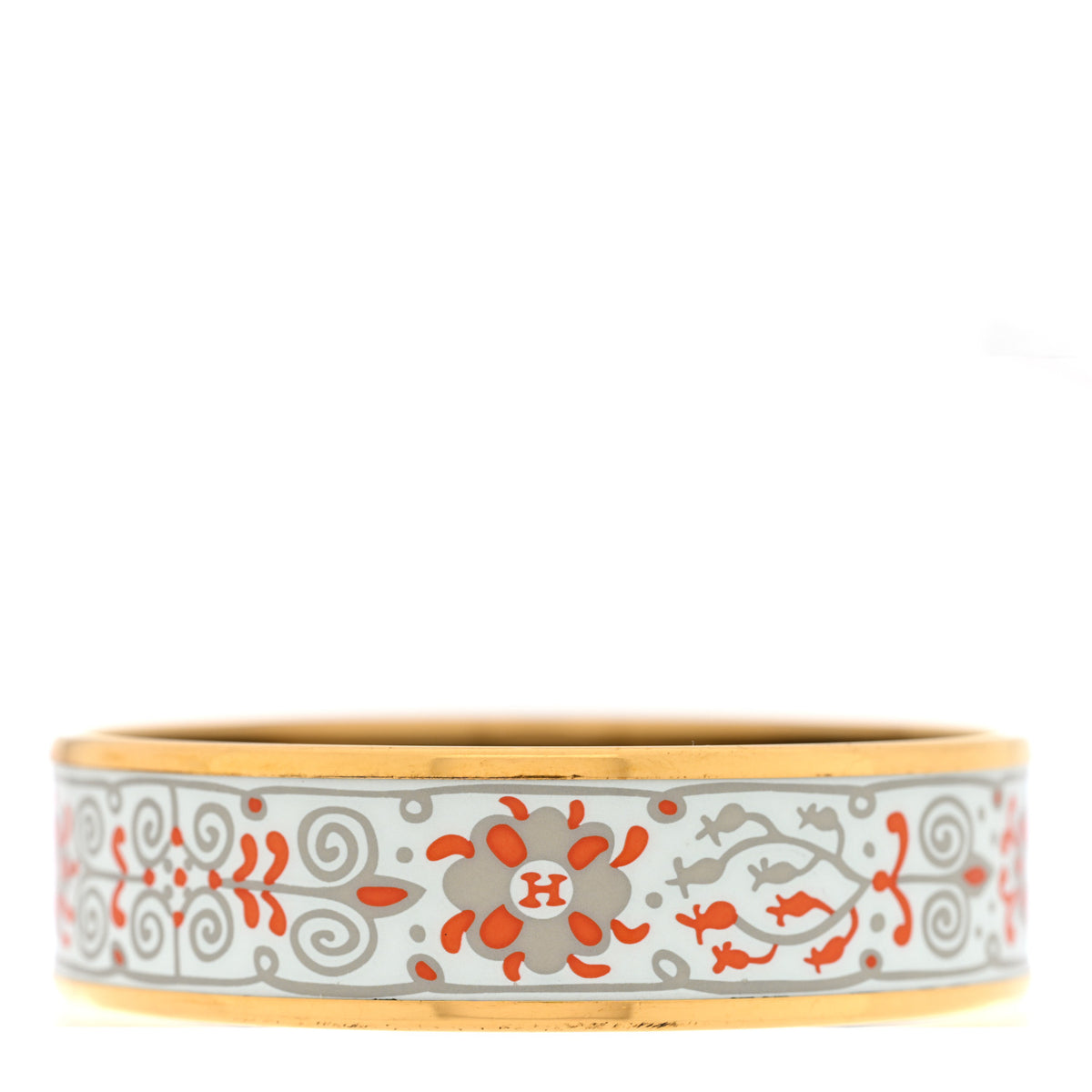 Enamel Printed Petits Chevaux de Hongrie Wide Bracelet 65 Potiron