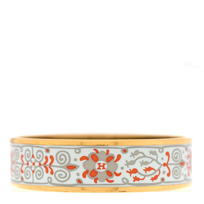 Hermes Enamel Printed Petits Chevaux de Hongrie Wide Bracelet 65 Potiron 1 of 4