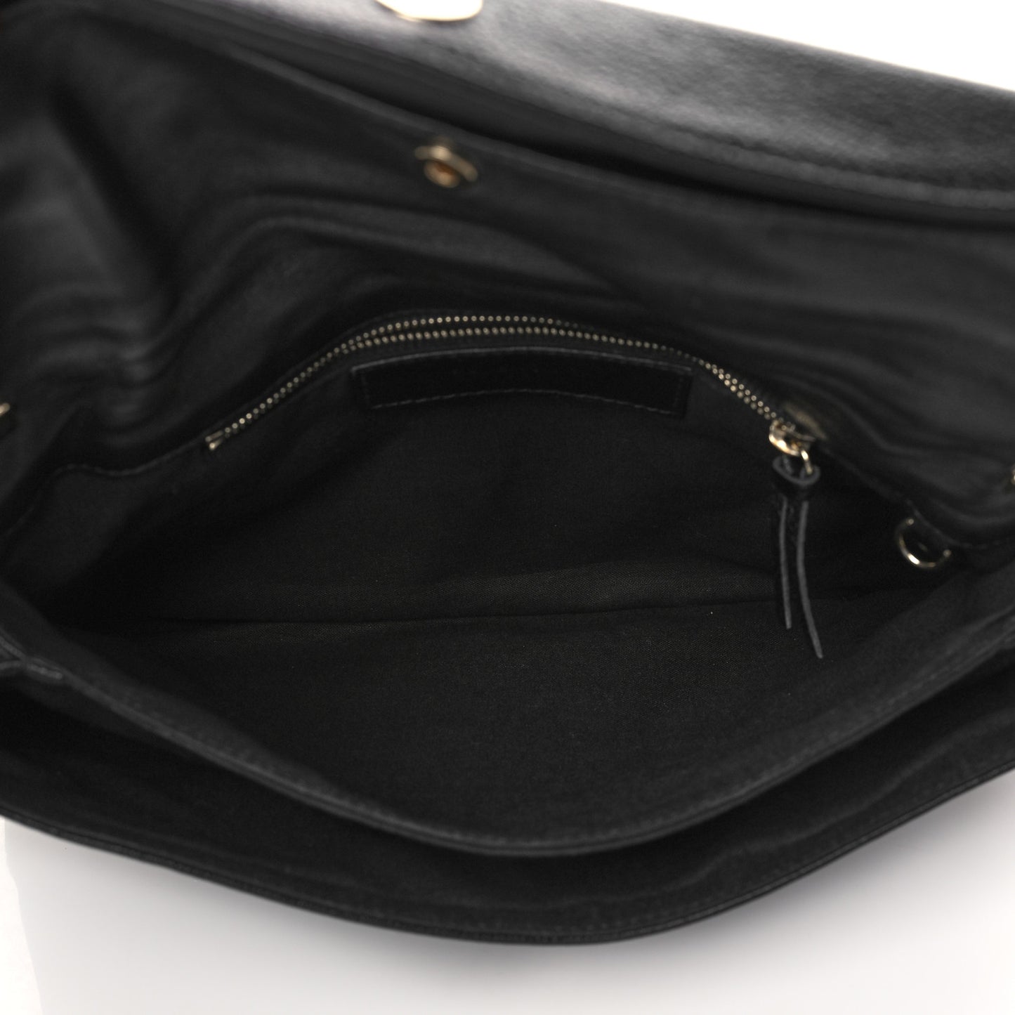 Chevre Gold Metallic Edge Hardware Envelope Clutch Black