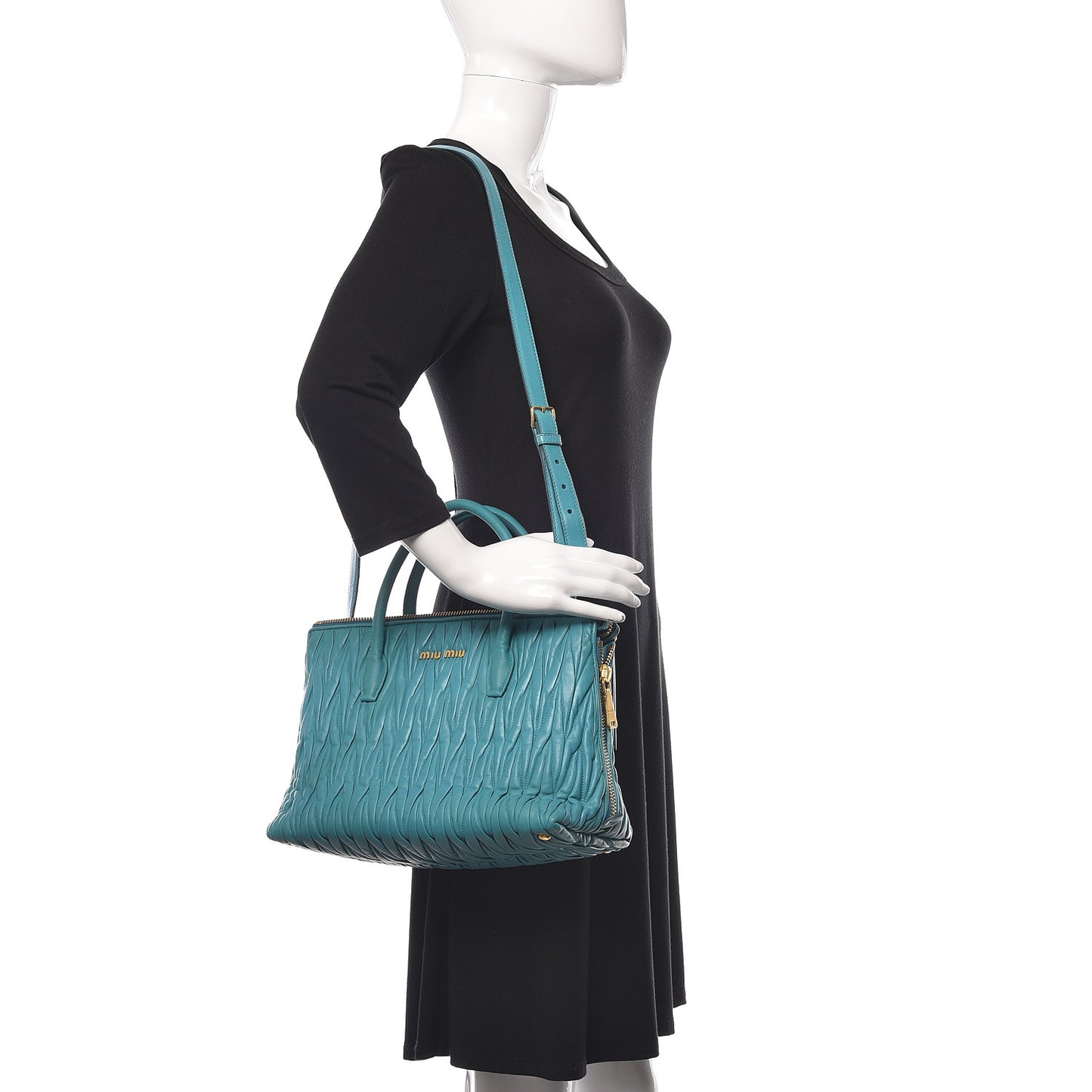 Nappa Matelasse Zip Tote Turchese