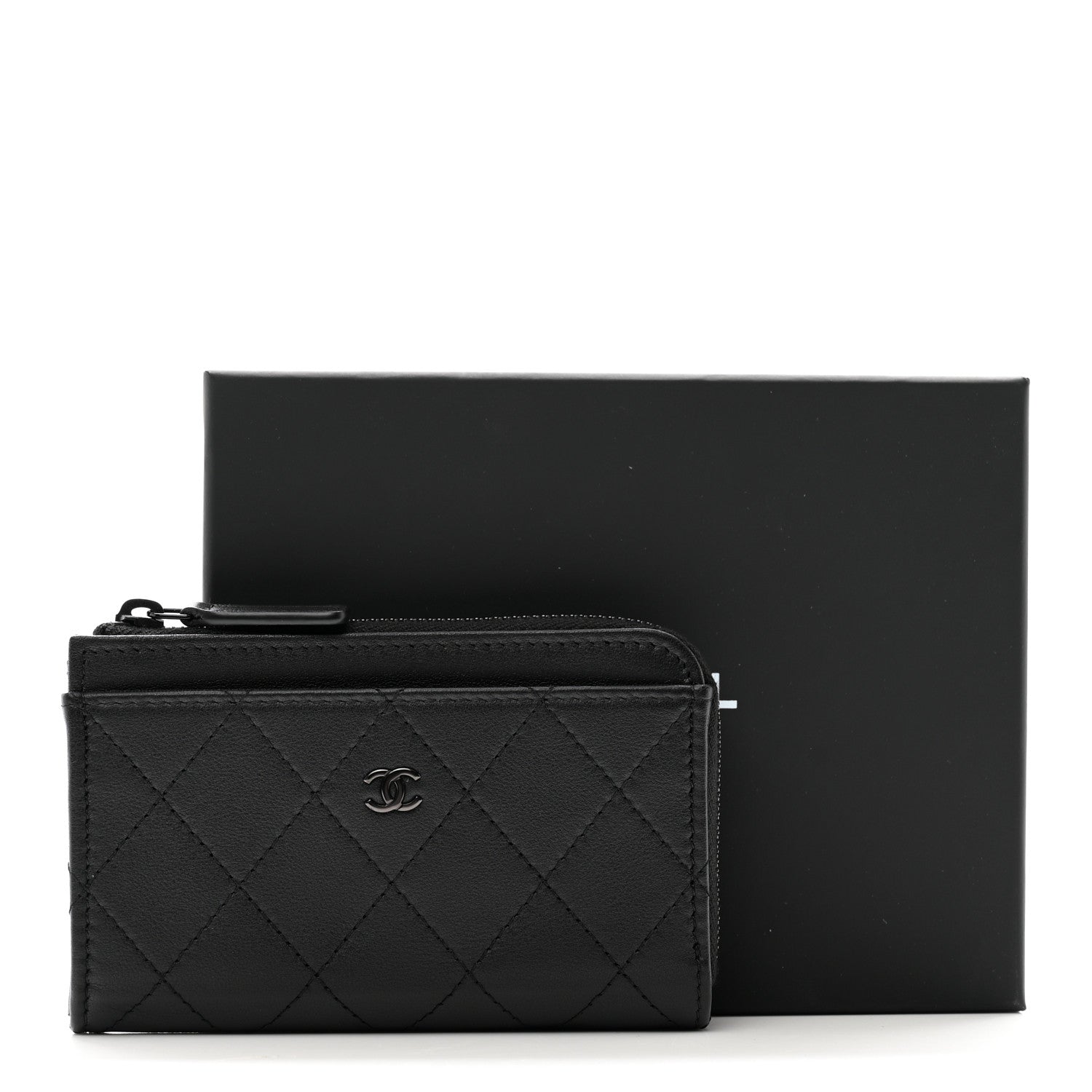 Chanel Lambskin Quilted Zip Card Holder So Black 8 of 8