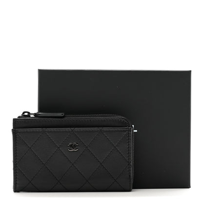 Chanel Lambskin Quilted Zip Card Holder So Black 8 of 8