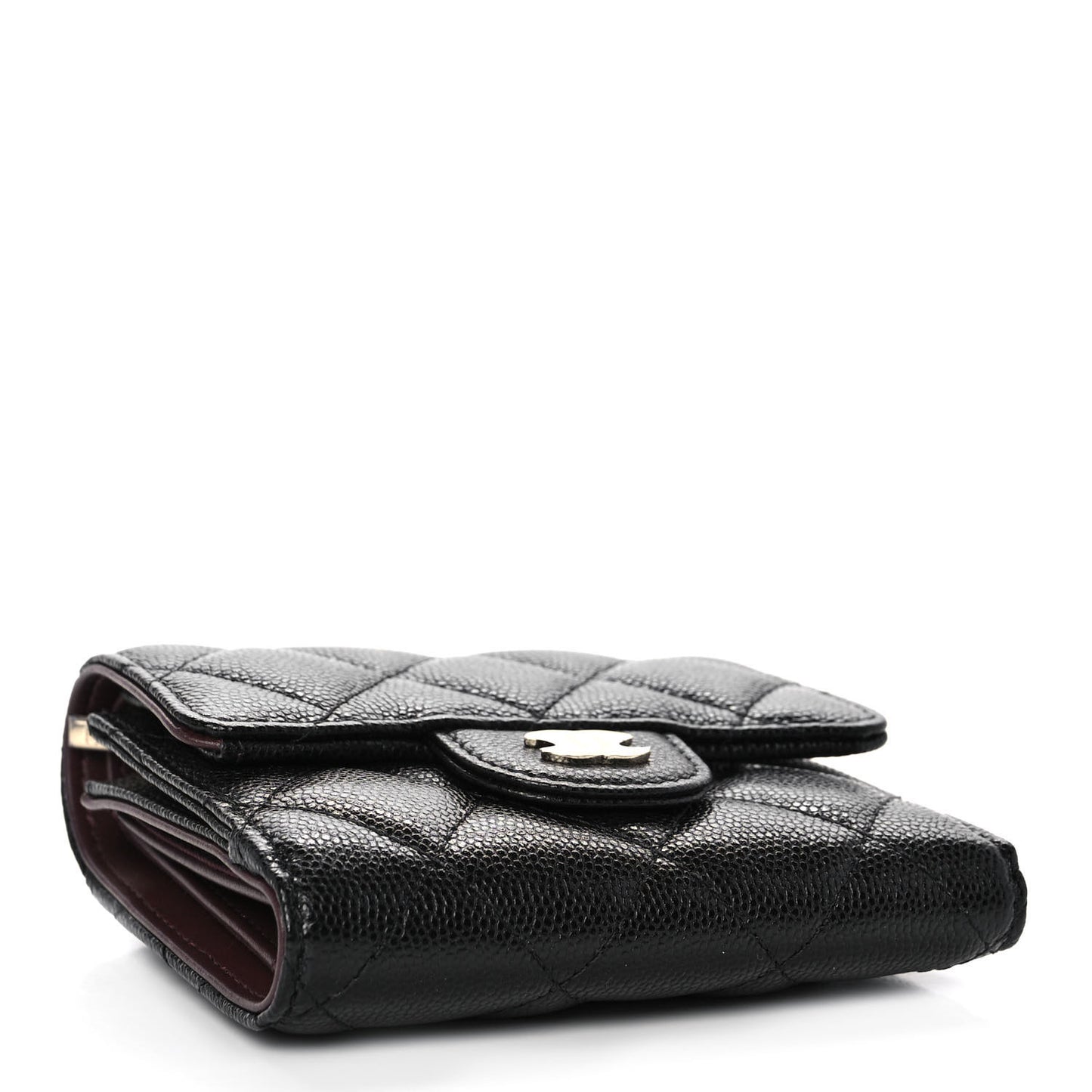 Caviar Quilted Small Flap Wallet Black