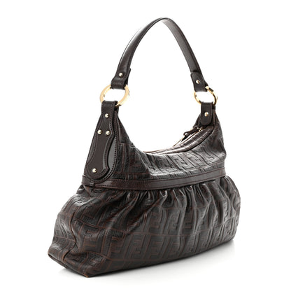Fendi Vitello FF Embossed Chef Hobo Brown 3 of 13