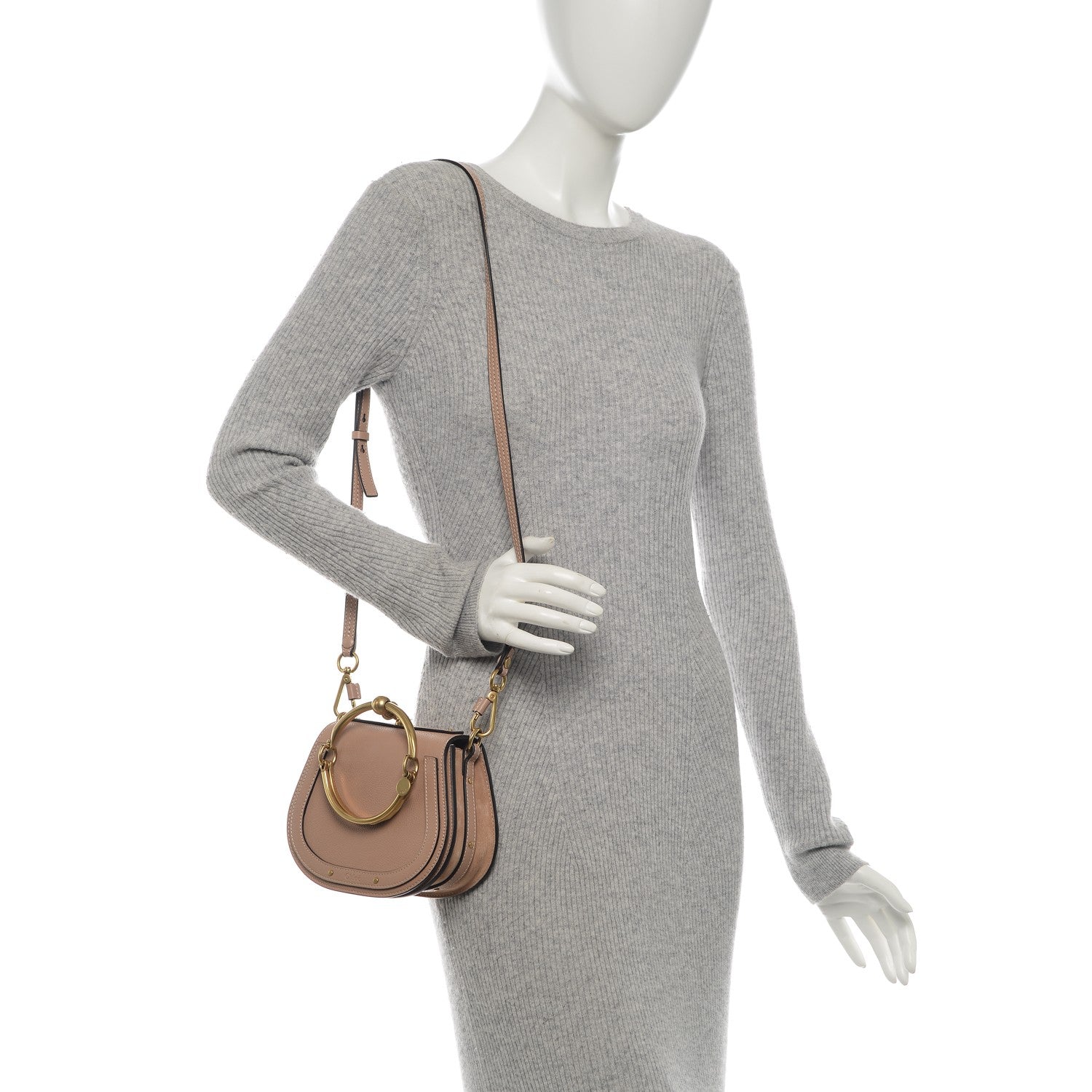 Chloe Calfskin Suede Small Nile Bracelet Bag Biscotti Beige 2 of 9