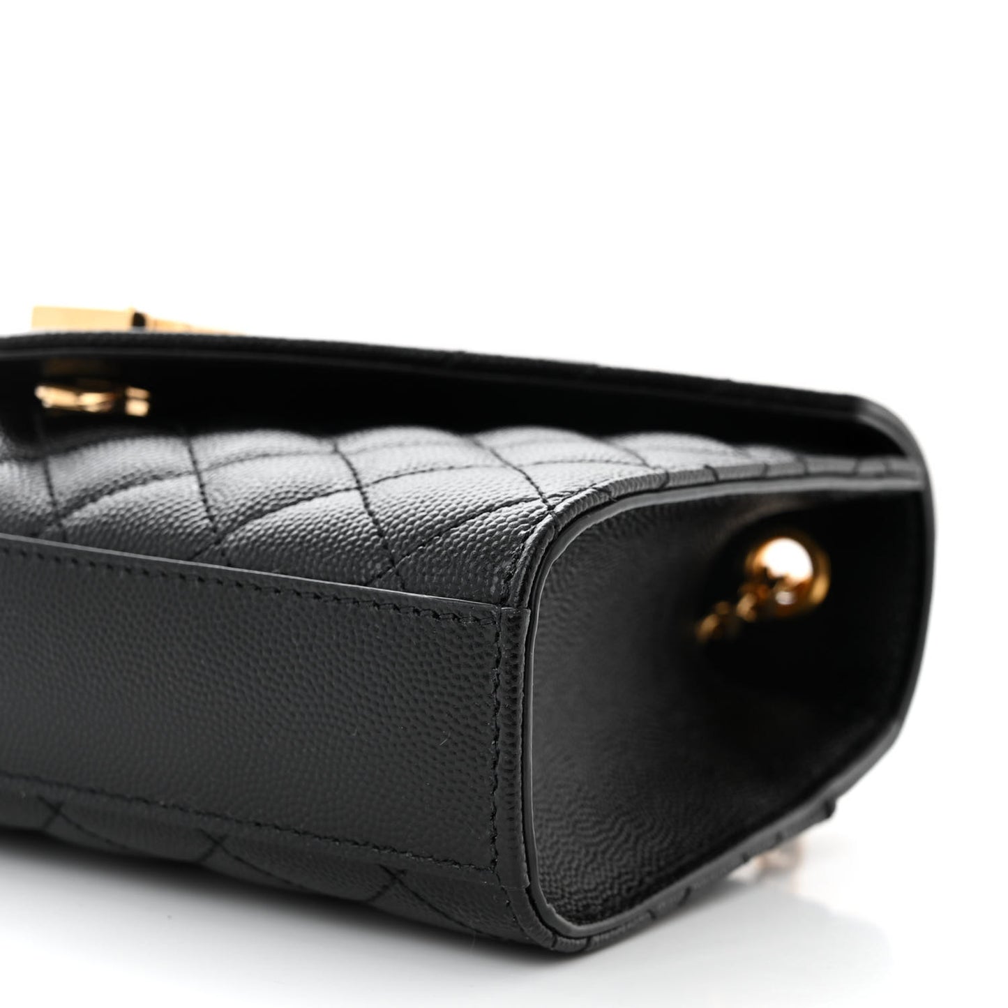 Grain De Poudre Textured Mixed Matelasse Triquilt Small Monogram Satchel Black