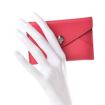 Alexander McQueen Calfskin Skull Envelope Card Holder Pink 2 of 8