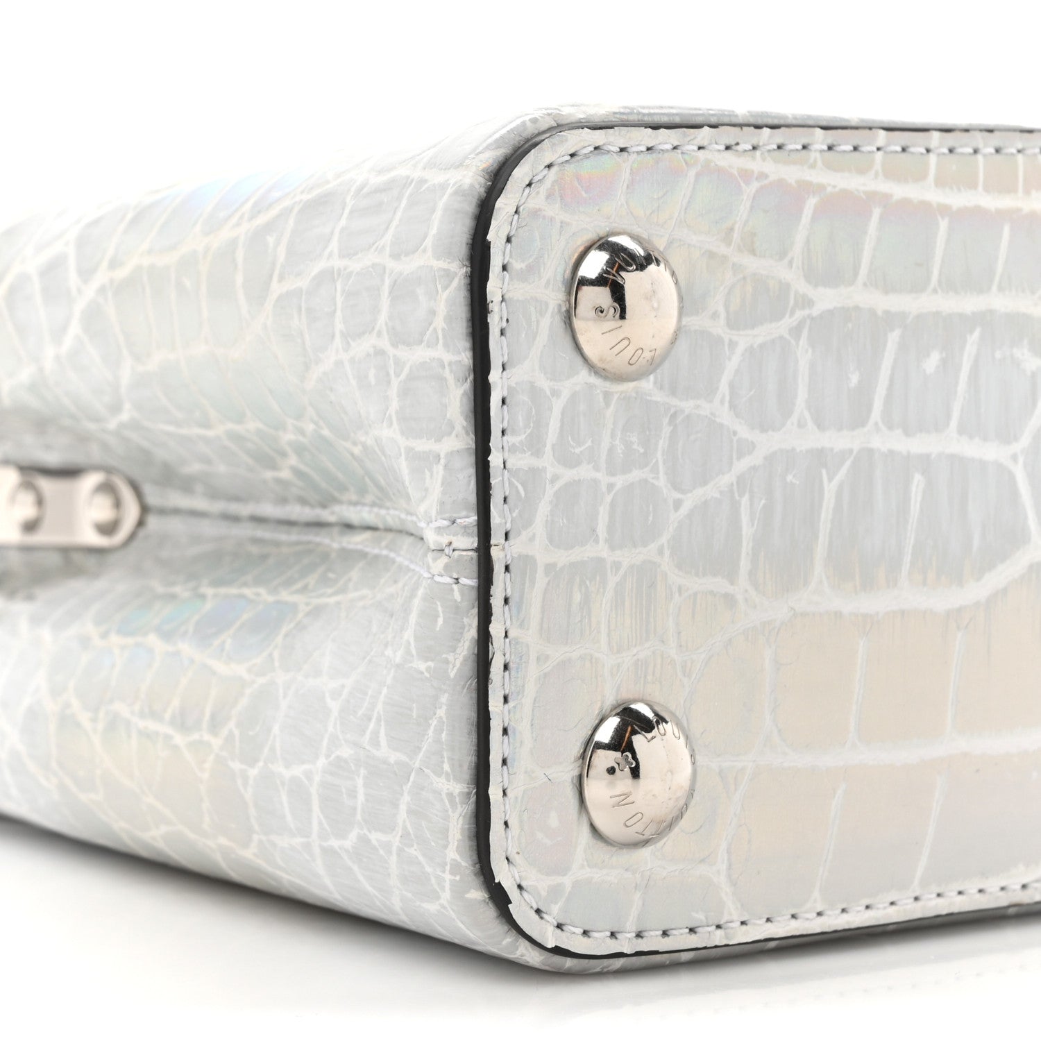 Louis Vuitton Iridescent Alligator Capucines BB Silver 10 of 14