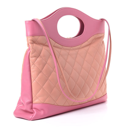 Chanel Lambskin Quilted Large 31 Shopping Bag Pink Beige 3 of 6