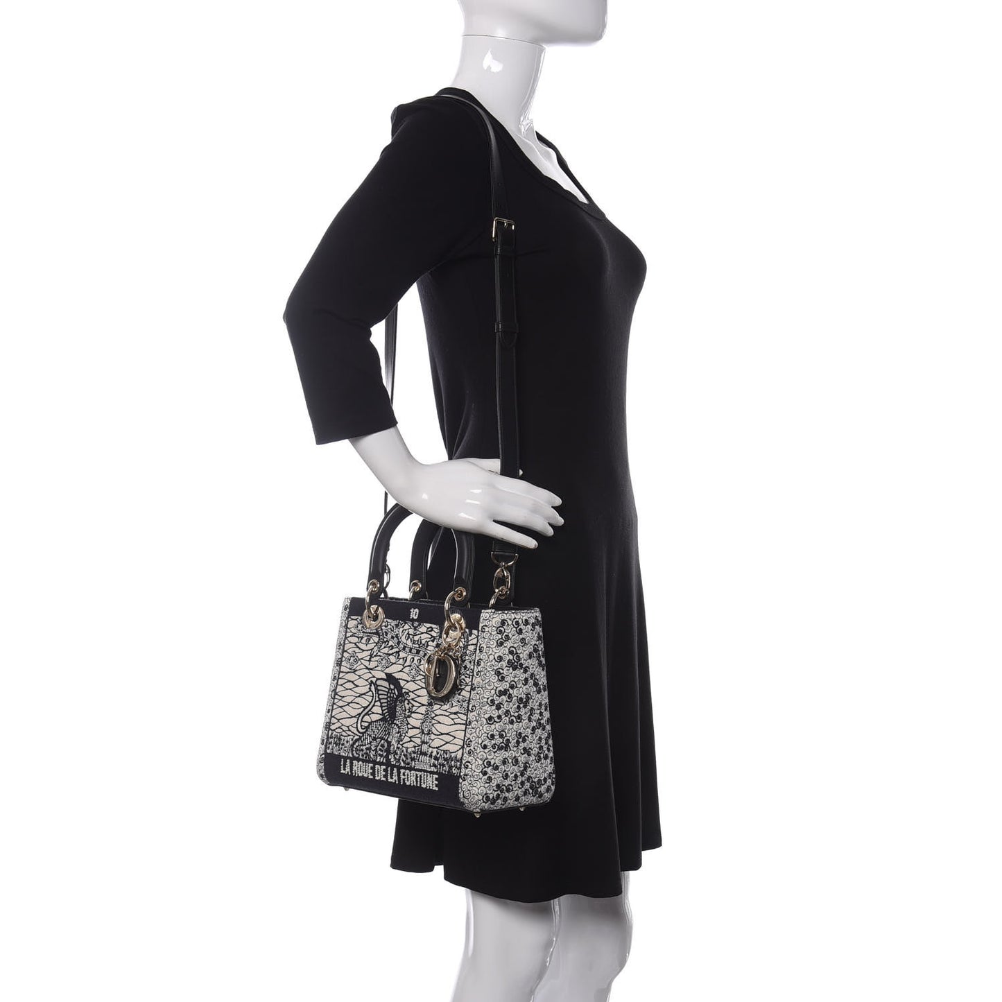 Embroidered La Roue La Fortune Tarot Medium Lady Dior Blue