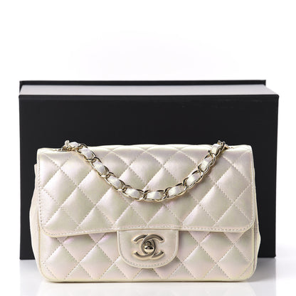 Chanel Iridescent Lambskin Quilted Mini Rectangular Flap Ivory 11 of 11