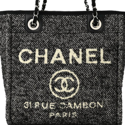 Chanel Mixed Fibers Calfskin Mini Deauville Tote Black White 8 of 10