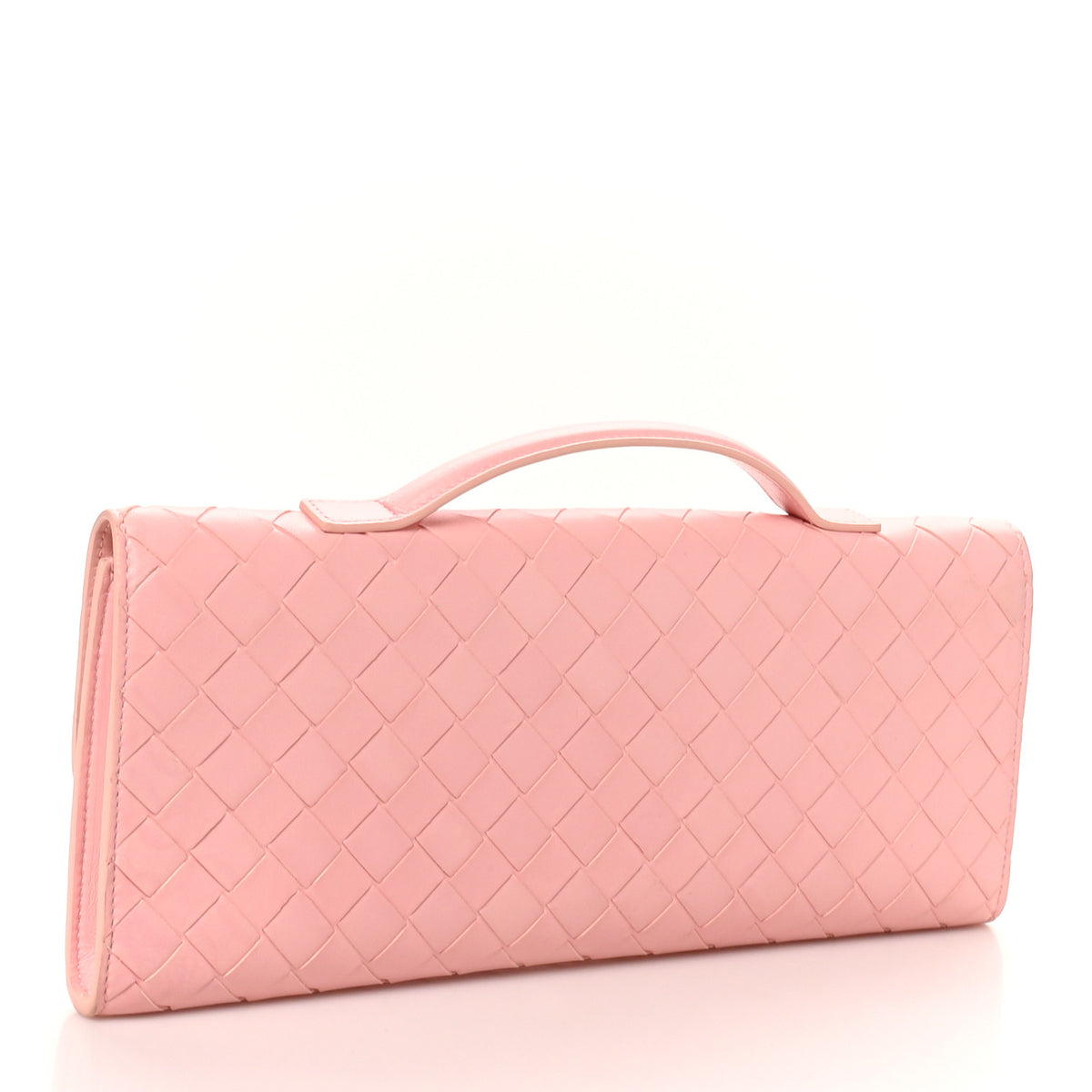 Nappa Intrecciato Long Andiamo Top Handle Clutch Rose