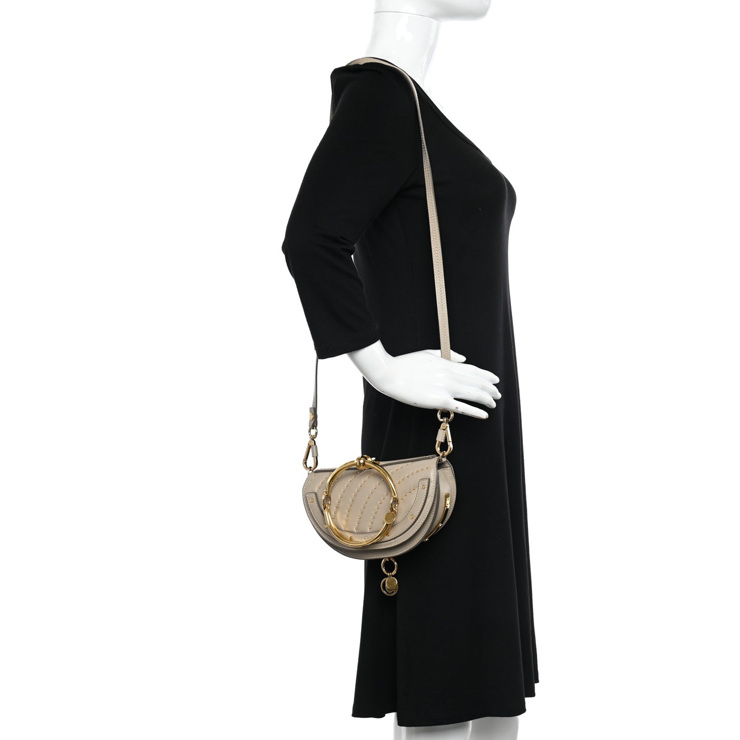 Calfskin Lambskin Quilted Studded Nile Bracelet Minaudiere Bag