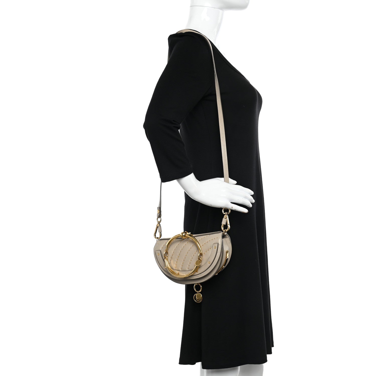 Chloe Calfskin Lambskin Quilted Studded Nile Bracelet Minaudiere Bag 2 of 13