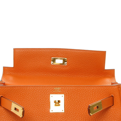 Hermes Taurillon Clemence Kelly Retourne 28 Orange 17 of 24