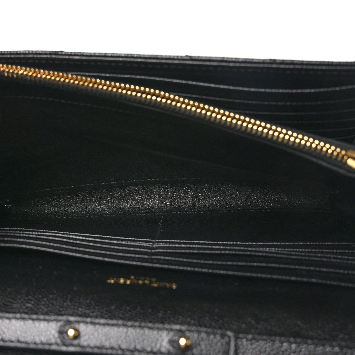 Saint Laurent Grain De Poudre Matelasse Chevron Monogram Chain Wallet Black 6 of 10