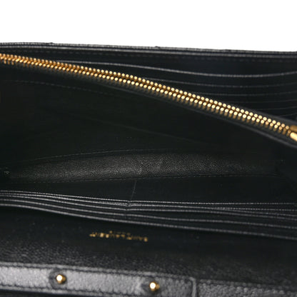 Saint Laurent Grain De Poudre Matelasse Chevron Monogram Chain Wallet Black 6 of 10