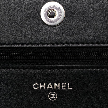 Chanel Caviar Camellia Embossed Wallet On Chain WOC Black 5 of 11