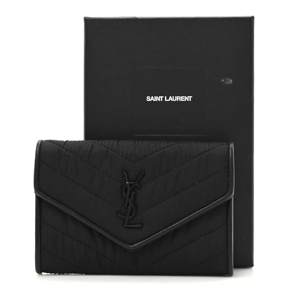 Saint Laurent Calfskin Nylon Matelasse Chevron Small Monogram Envelope Wallet Black 8 of 8