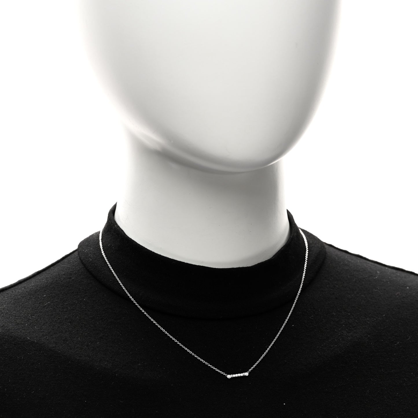 Platinum Diamond Fleur de Lis Key Bar Pendant Necklace