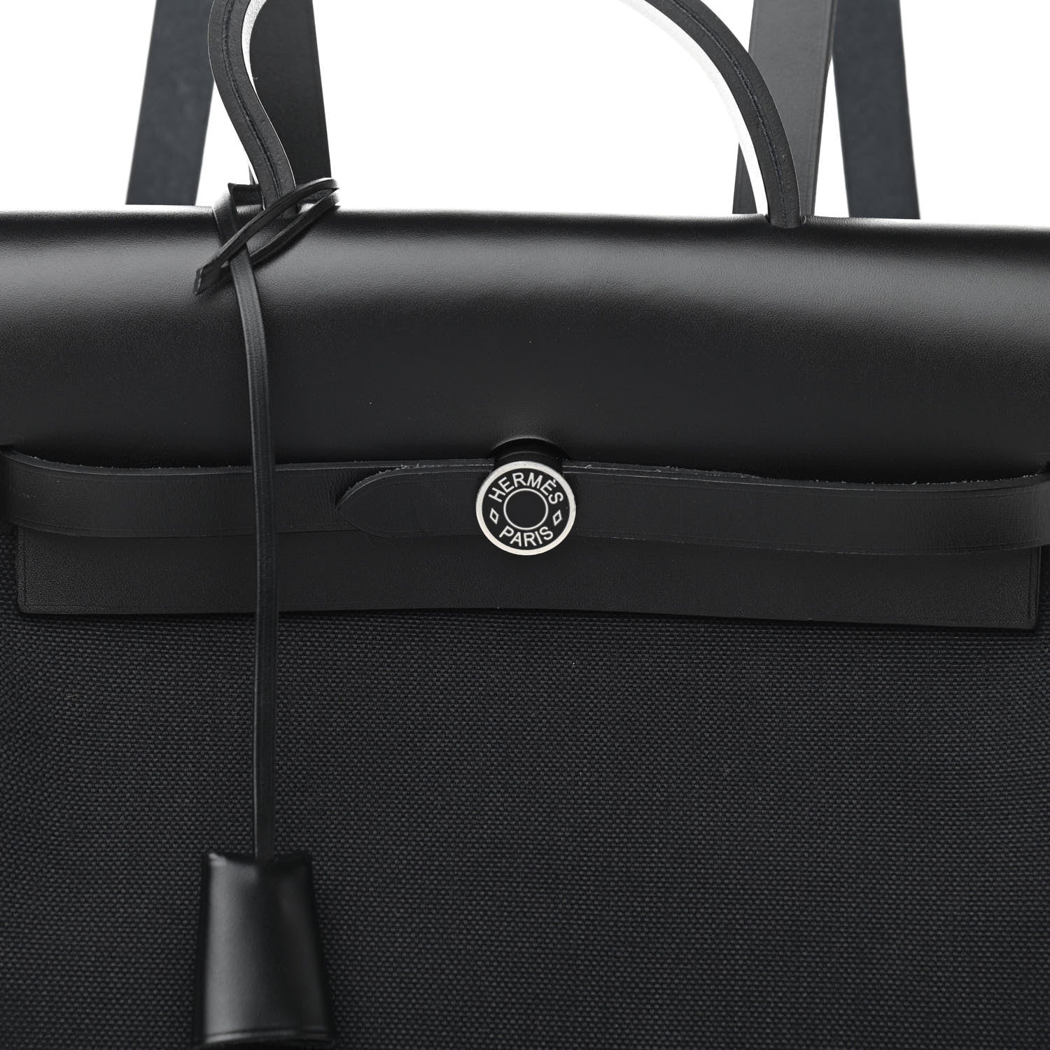 Hermes Military Toile Vache Hunter Herbag a Dos Zip Retourne Backpack Black 8 of 11