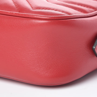 Gucci Calfskin Matelasse Mini GG Marmont Chain Shoulder Bag Hibiscus Red 10 of 11
