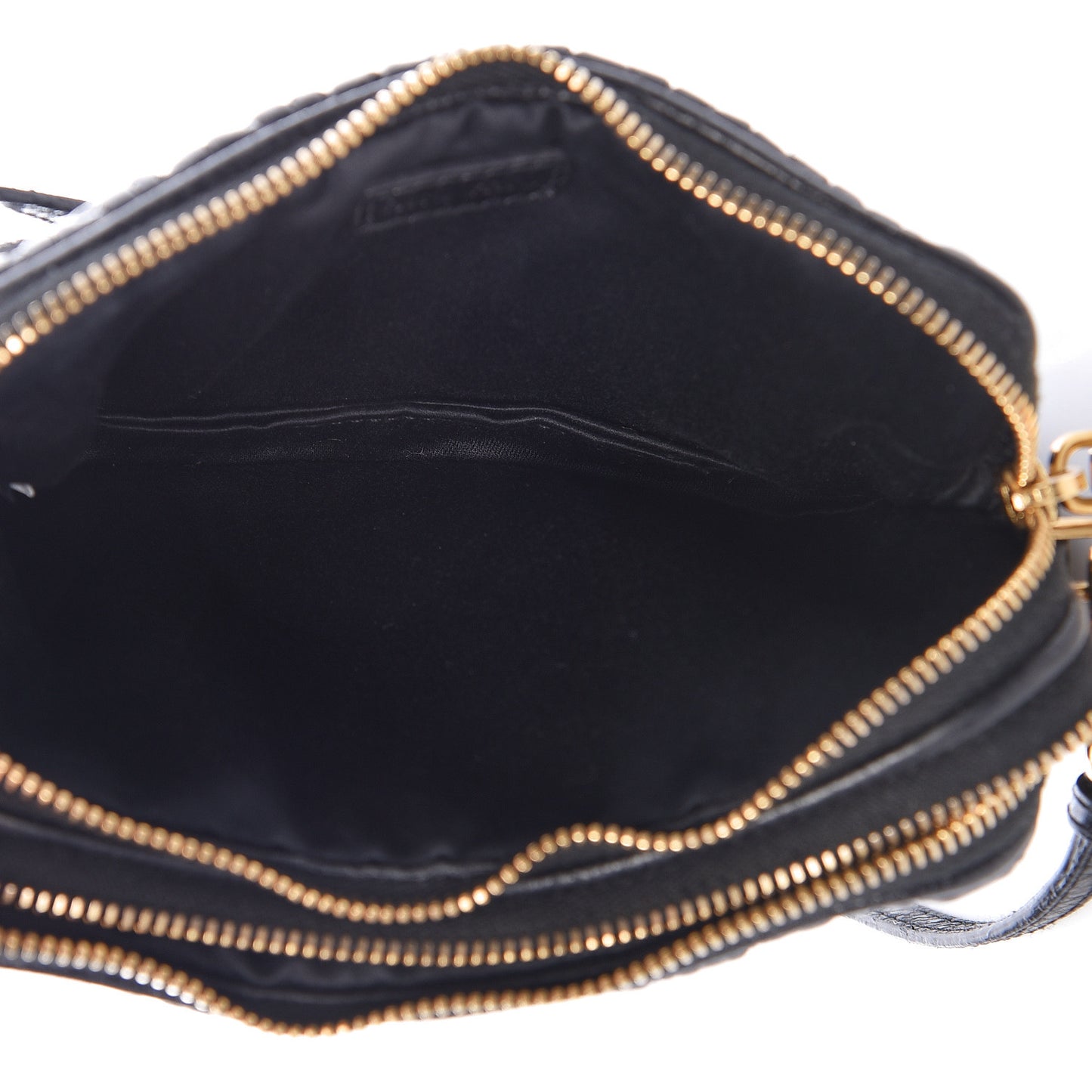 Vitello Lux Matelasse Double Zip Wristlet Black