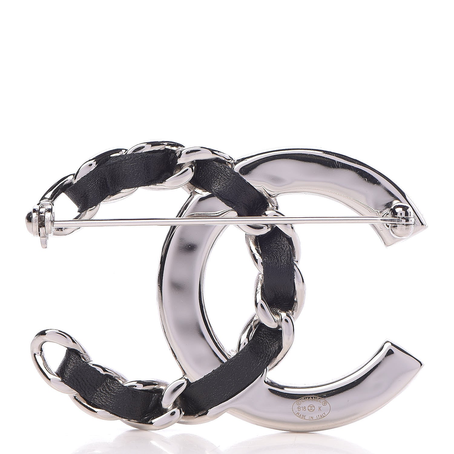 Chanel Lambskin Baguette Crystal CC Brooch Black Silver 3 of 5