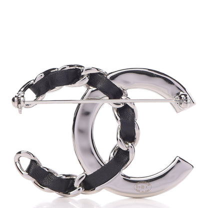 Chanel Lambskin Baguette Crystal CC Brooch Black Silver 3 of 5
