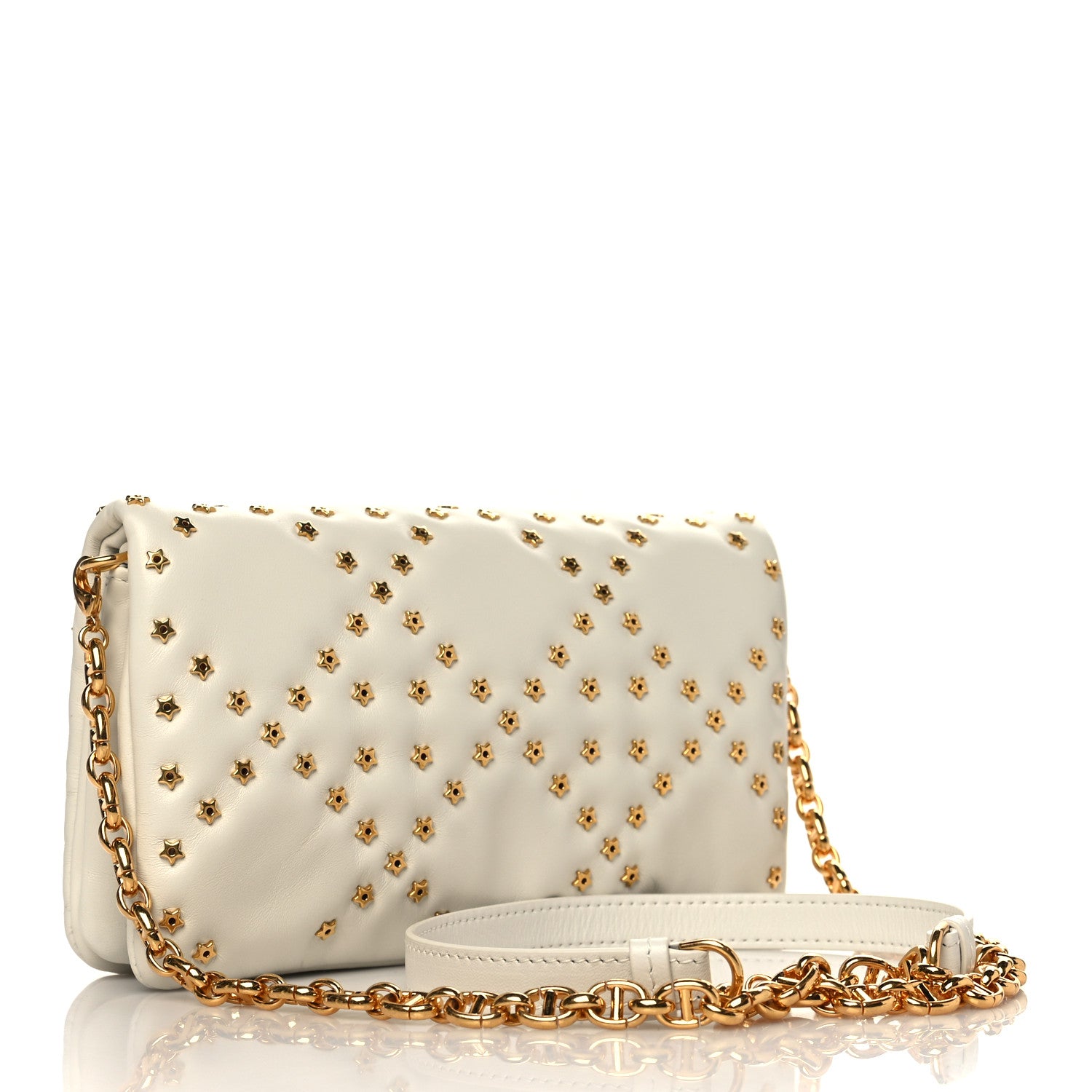 Christian Dior Calfskin Star Motif Macrocannage Mini Caro Bag Latte 2 of 5