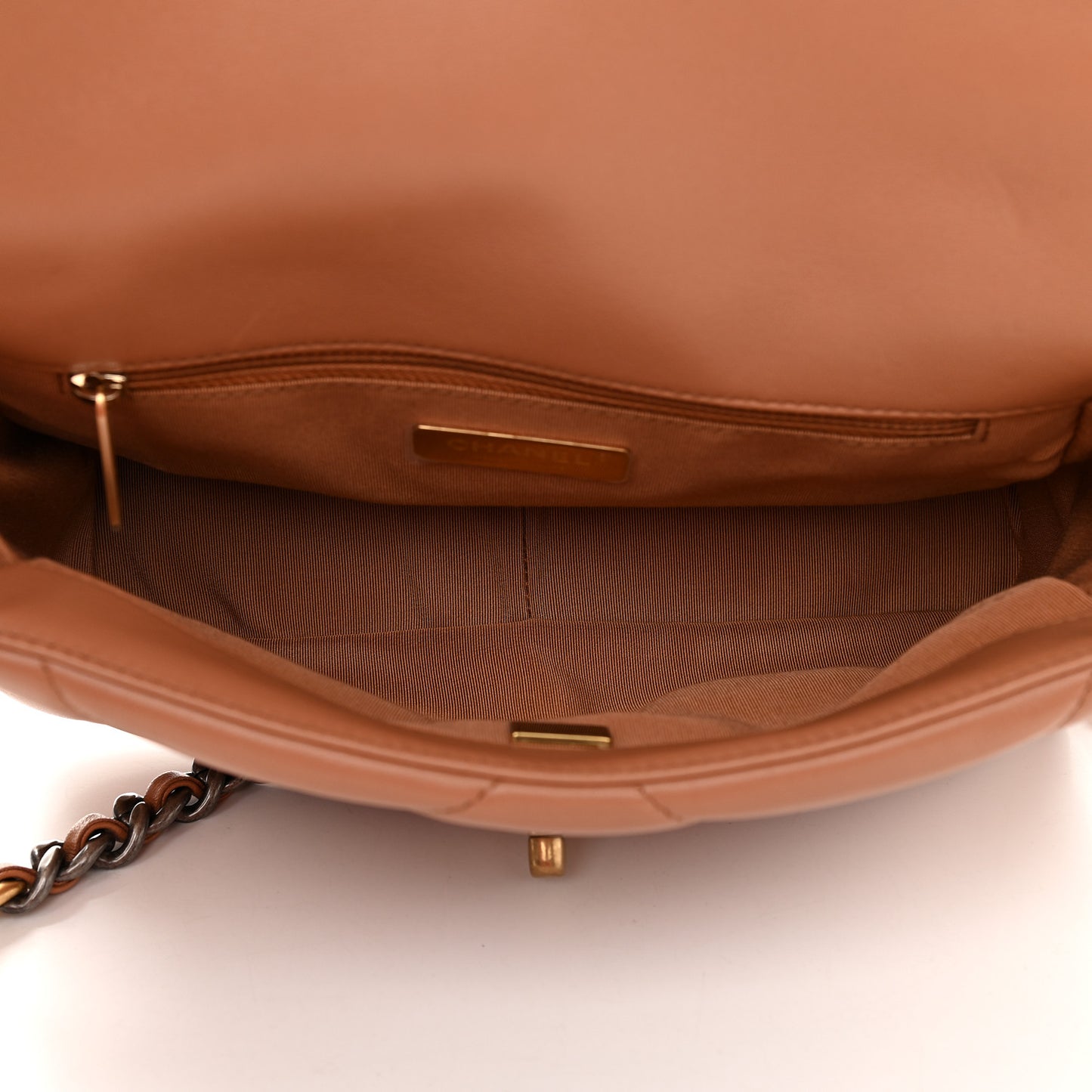Lambskin Quilted Medium Chanel 19 Flap Brown