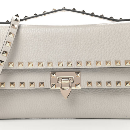 Valentino Garavani Grainy Calfskin Rockstud Double Flap Crossbody Bag Light Grey 11 of 11