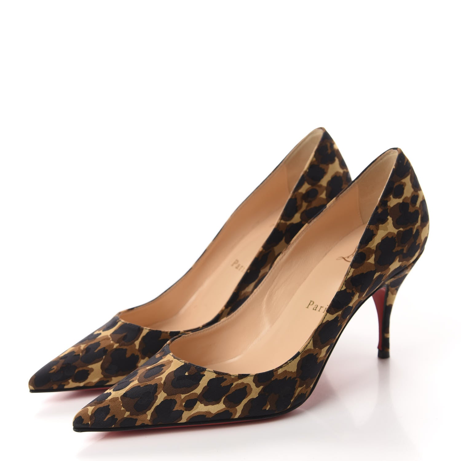 Christian Louboutin Nappa Silk Leopard Clare 80 Pumps 35.5 Marron 3 of 12