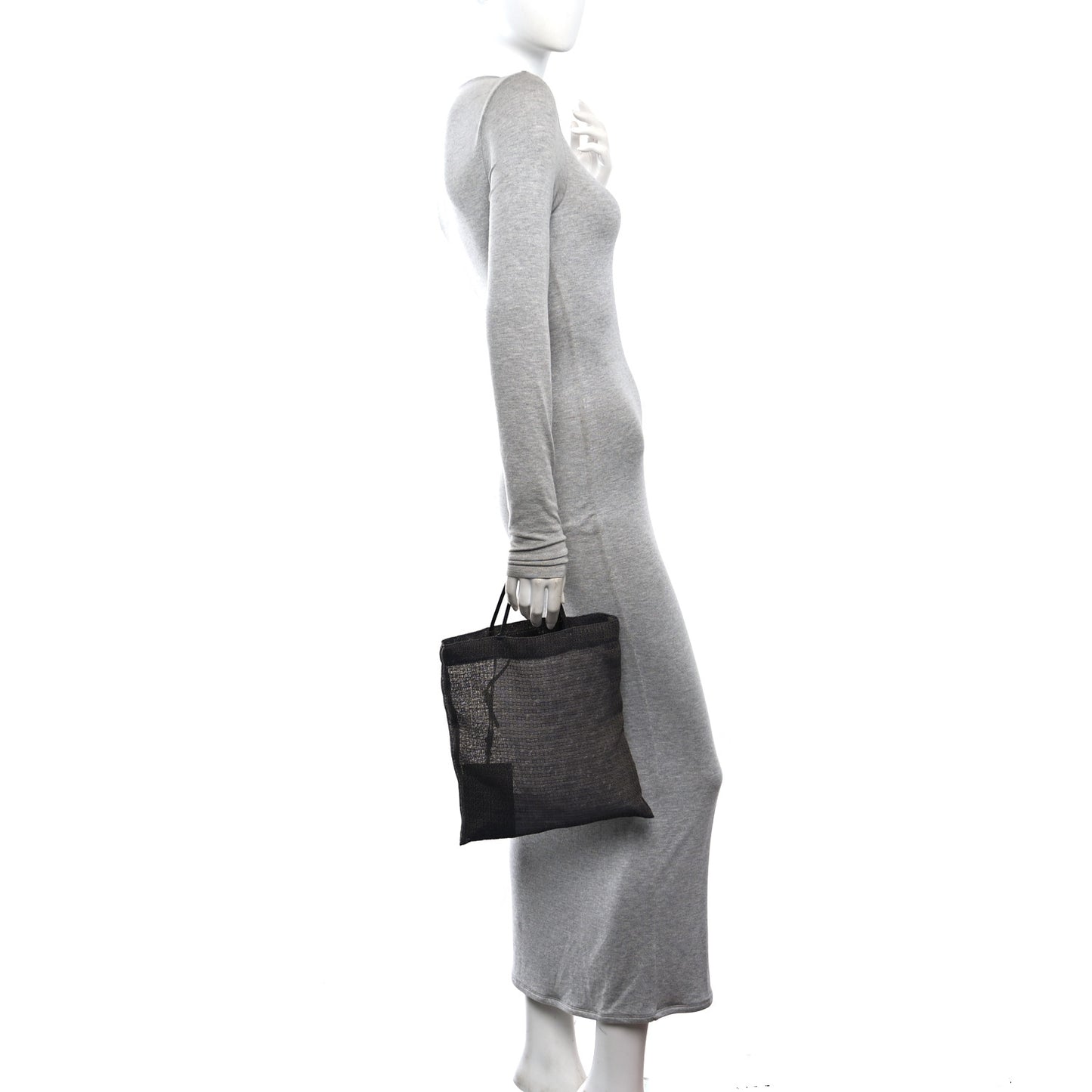 Mesh Saddle Calfskin Mini Barn Tote Bag Blue